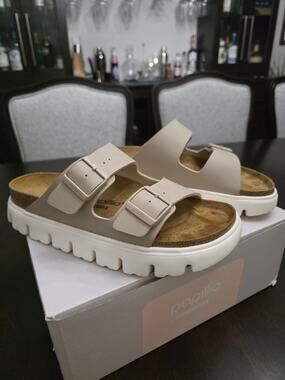 Birkenstock Papillio Arizona Chunky Sole Sandcastle Tan Size EU 41 N Ladies 10